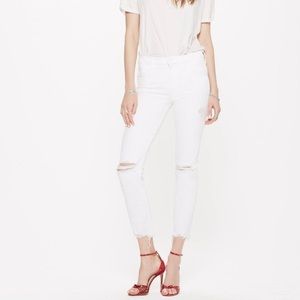 MOTHER The Flirt Ankle Chew Distressed Jeans